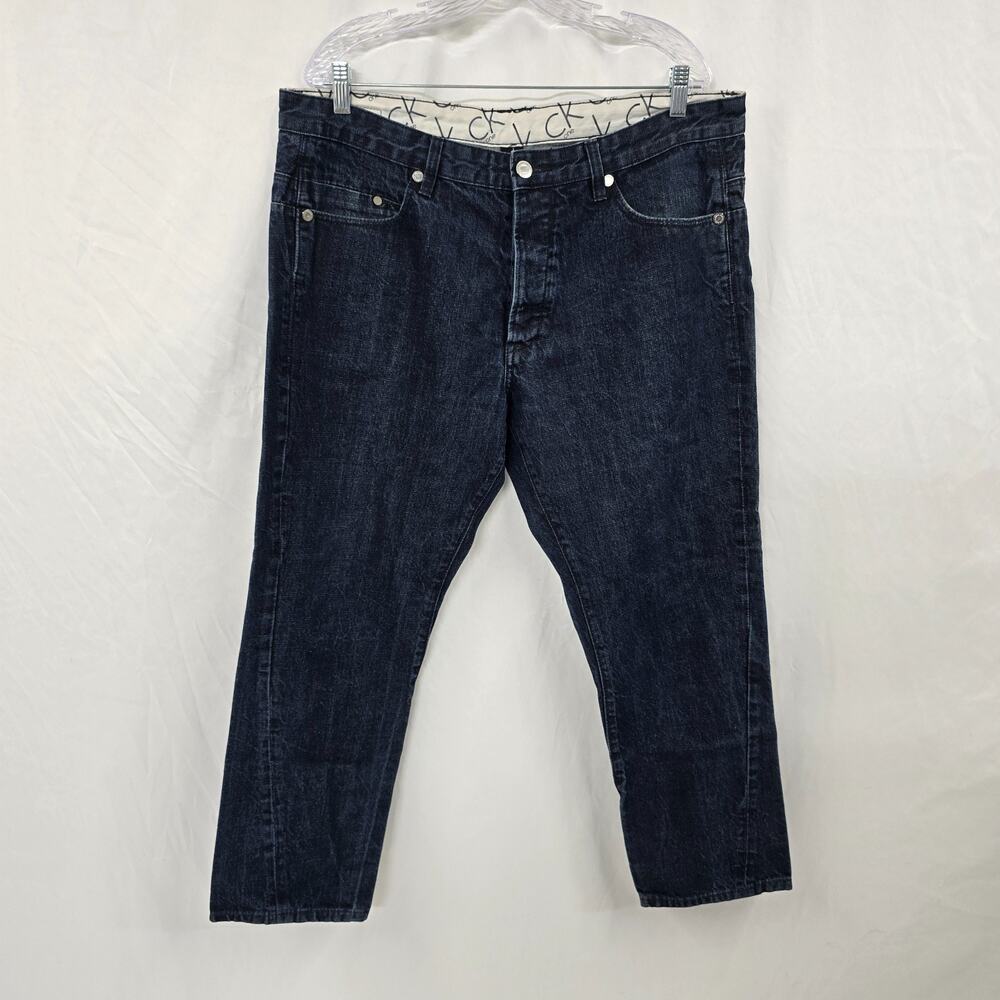 Calvin Klein Button Fly Slouchy Slim Jeans Men's 38 x 30* (see info) Blue Dark
